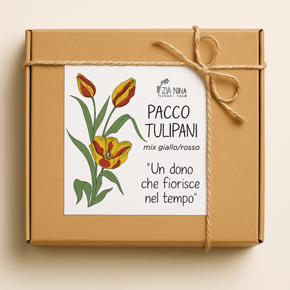 Scatola 10 Tulipani Giallo/Rosso Mix
