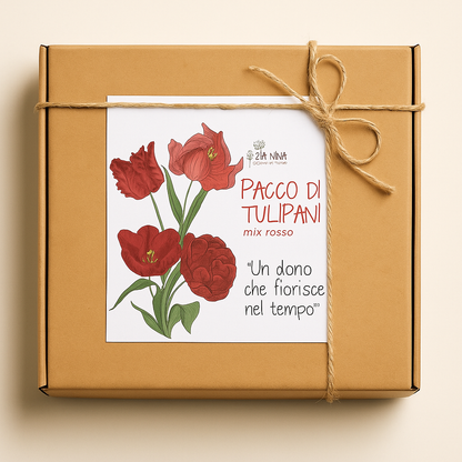 Scatola 10 Tulipani Rossi Mix