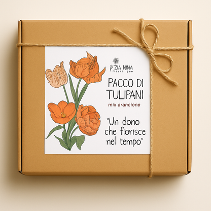 Scatola 10 Tulipani Arancio Mix